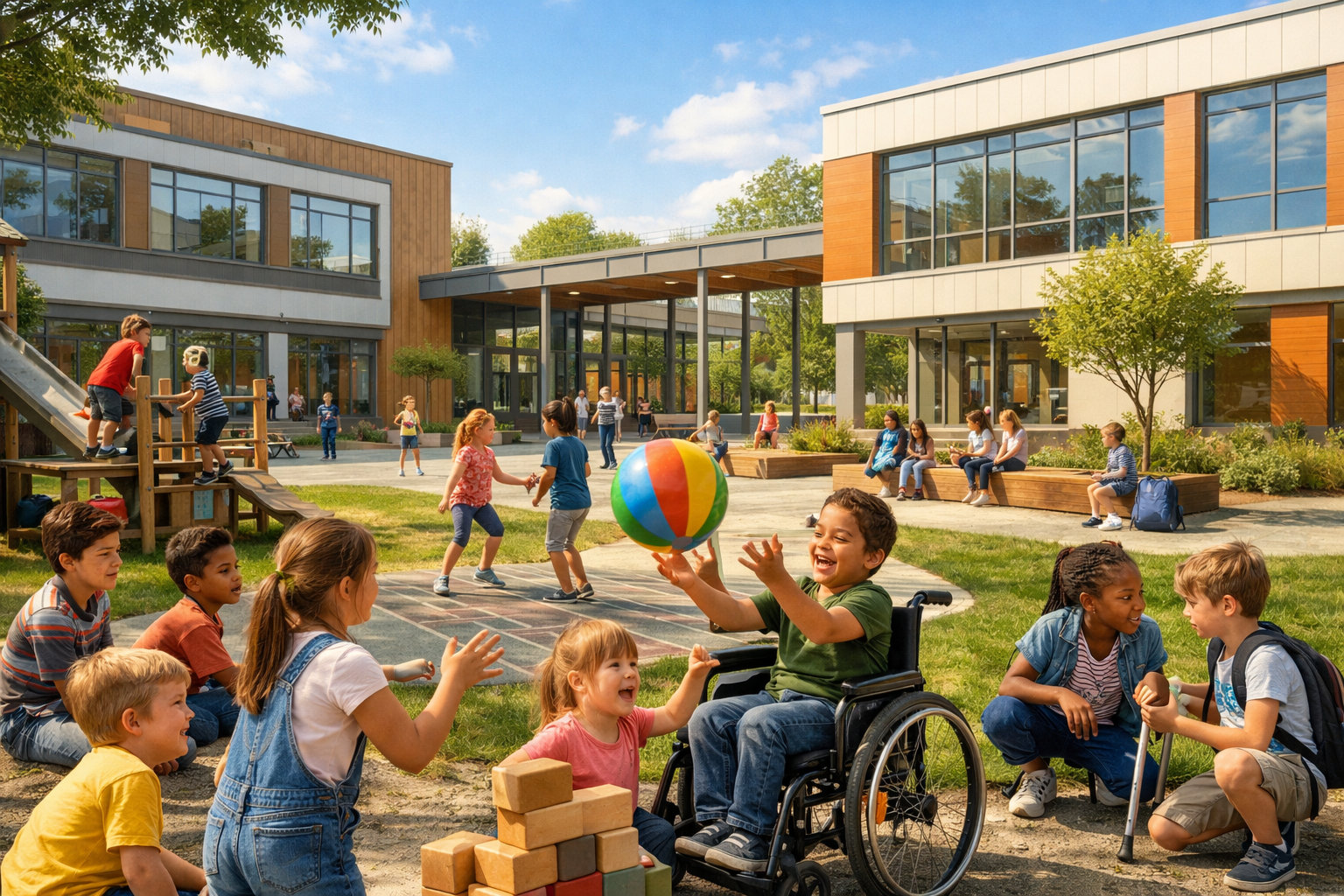 Kinder auf dem Schulhof — Schulbegleitung durch Sozius-Begleitung